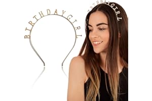 MILCRAFT "Birthday Girl" Headband Headpiece - Girls Party Hair Accessories For All Hair Types - Birthday Headband Decorations - Metallic Gold Crown For Selfies And Virtual Parties (Gold)