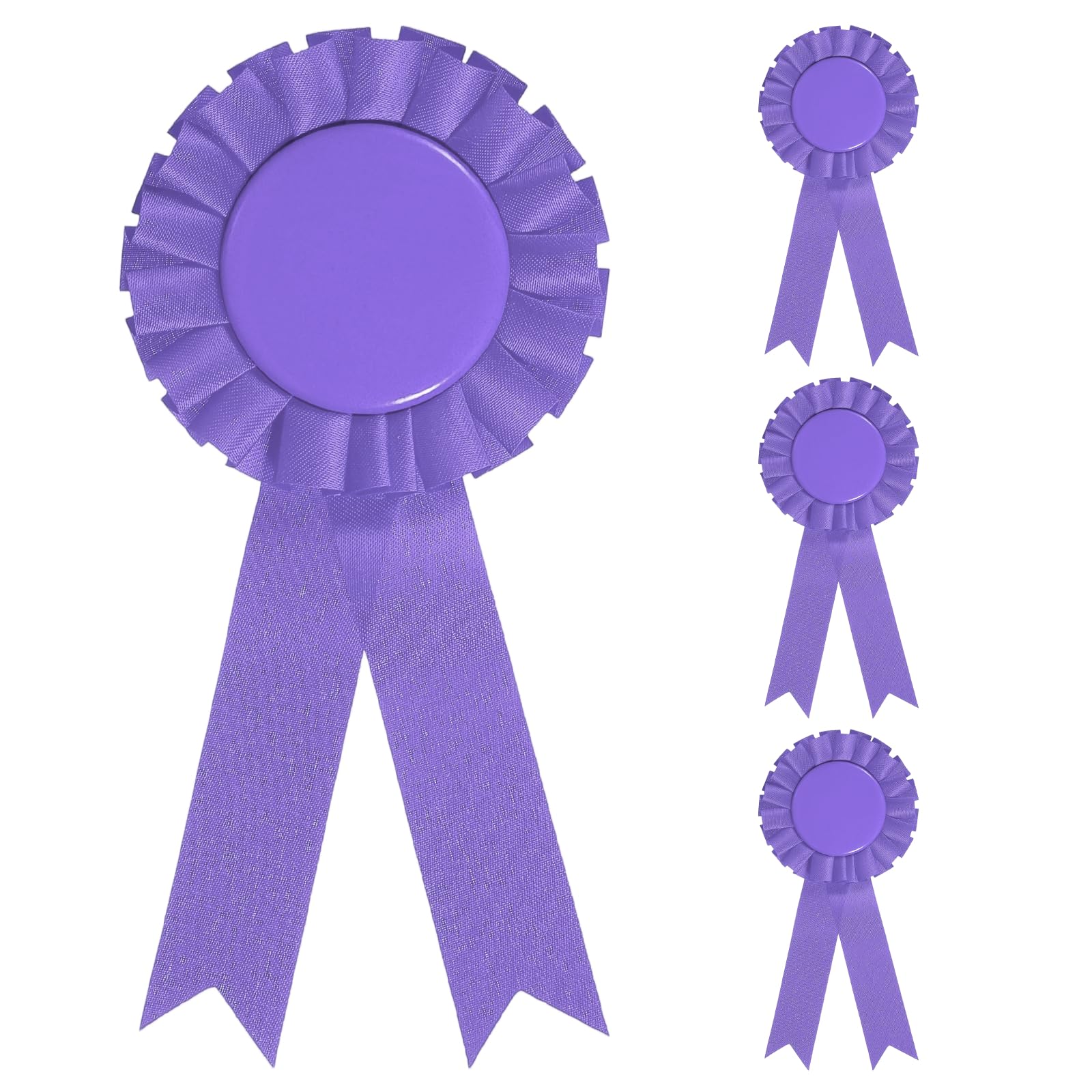 Photo 1 of uxcell Blank Award Ribbon Prize, 4Pcs Party Badge Brooch Badge Brooch Pin for Women Men Colorful Satin Corsage Fabric Birthday Award Ribbon Party Tinplate Decorations, Violet