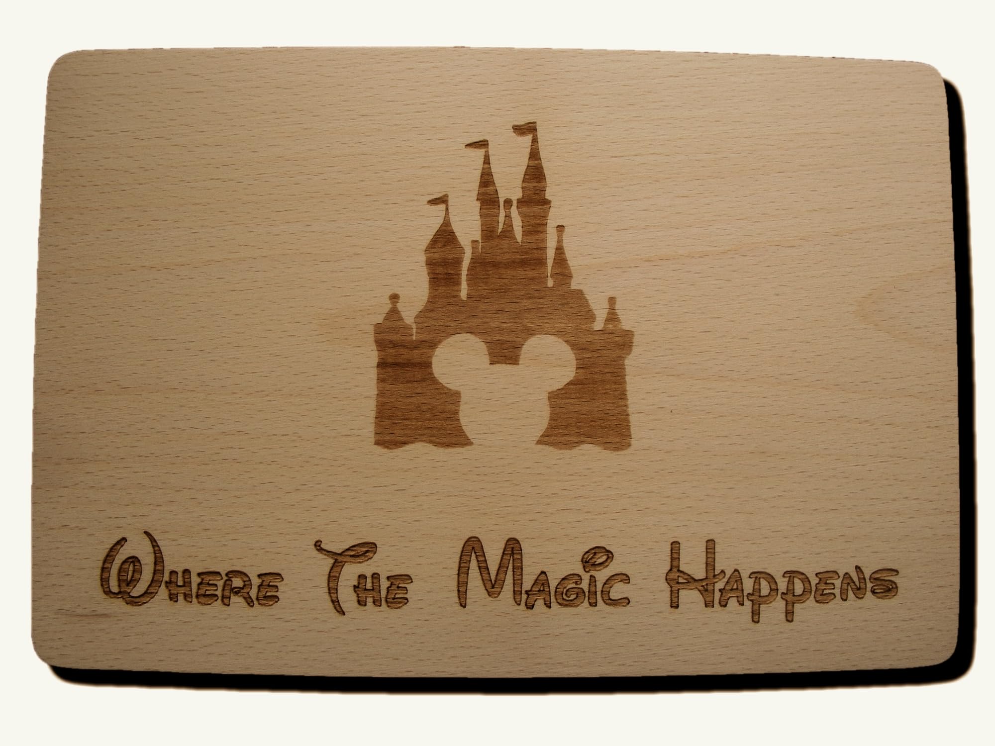 Disney Castle Mickey Mouse Chopping Board Laser Engraved Gift (Premium Hardwood 24x17x1.5 cm)