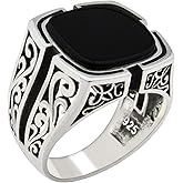 Genuine Solid 925 Sterling Silver, Black Onyx Stone Luxury Men's Ring