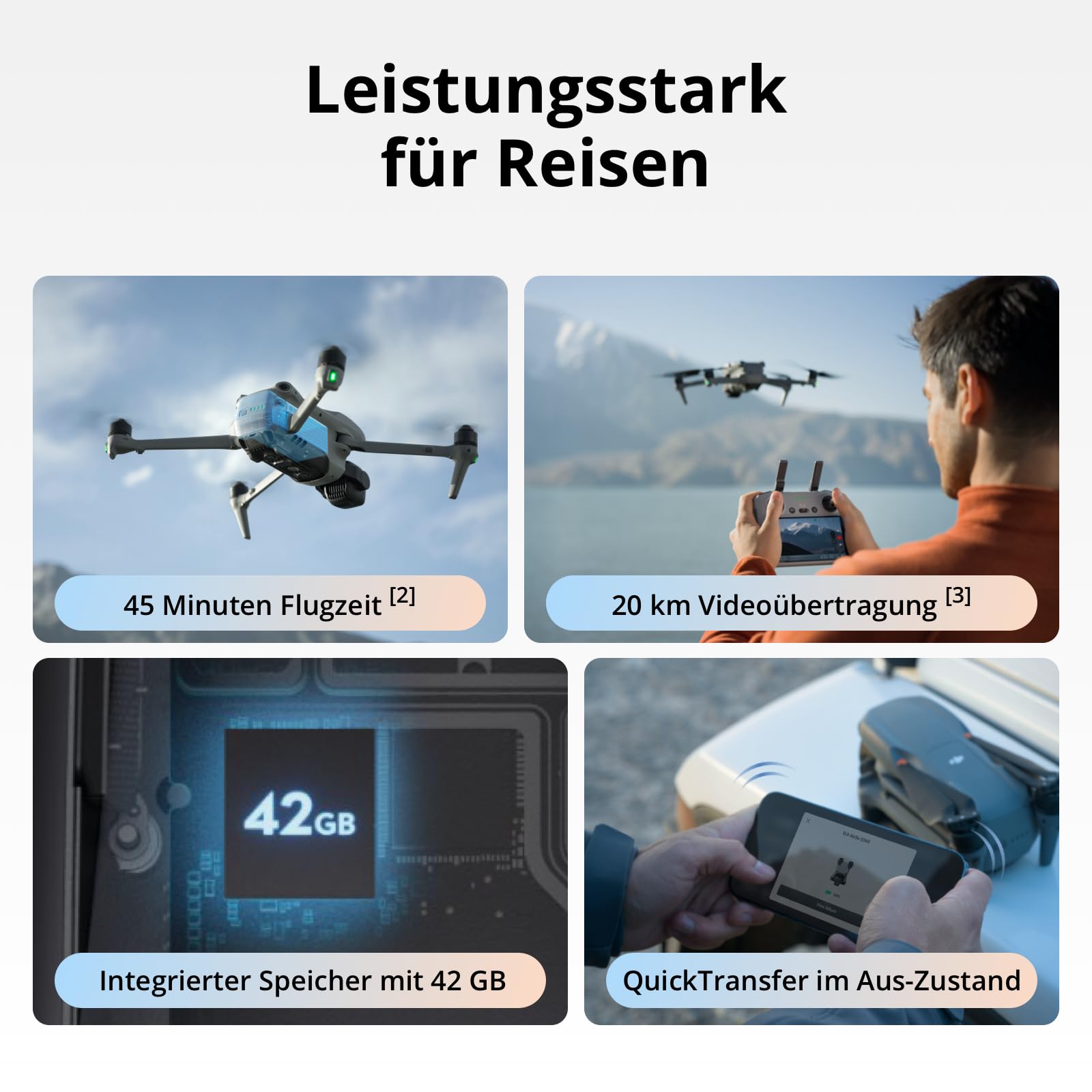 DJI Air 3S (RC-N3), Drohne mit 4K-Kamera, Dual-Kameradrohne mit 1" CMOS Weitwinkelkamera, 4K/60fps HDR Video und Dynamikumfang von 14 Blendenstufen, 45 Min. maximale Flugzeit, 20 km Videoübertragung 6