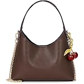 Small Hobo Bags for Women Cherry Shoulder Bag Purse Faux Leather Tote Handbag Trendy Chain Crossbody Bag
