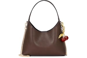 JQWSVE Small Hobo Bags for Women Cherry Shoulder Bag Purse Faux Leather Tote Handbag Trendy Chain Crossbody Bag