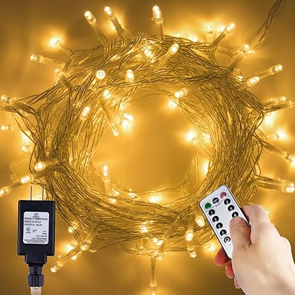 Led String Lights 33ft 100 Led Clear Wire Indoor String Lights With 8 Flashing Modes Remote Control Waterproof Fairy Twinkle Decorative Lights For