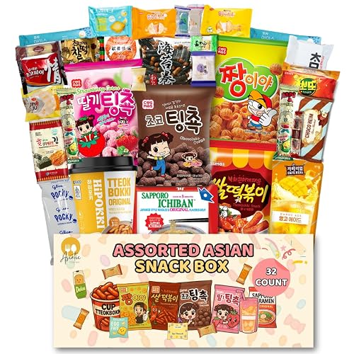 Asiatic Dishes Japanese and Korean Snack Box – 32 Count Variety Pack ...