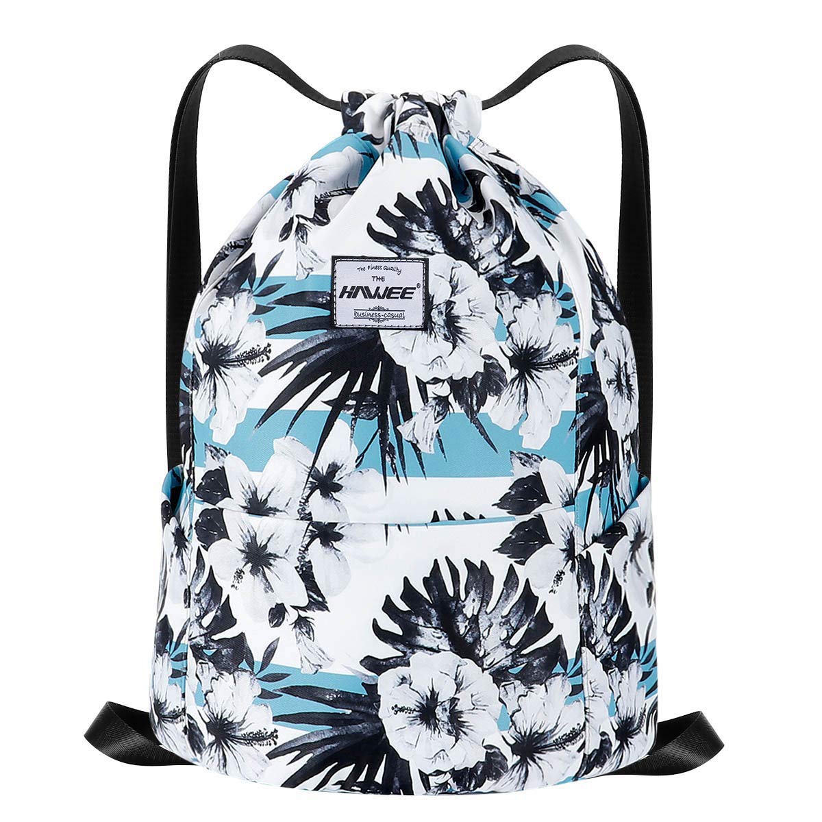 HAWEE Waterproof Drawstring Bags Backpack Large Gym Bag Drawstring Daypack Unisex for Women Men Daily Life Outdoor Casual Sport Yoga School Beach Swim
