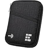 Zero Grid Passport Holder & Travel Wallet with RFID Blocking, Premium Document Organizer for Men & Women, Holds Passports, Cards, Tickets, ID & Cash, Compact Zippered Wallet - Midnight Black