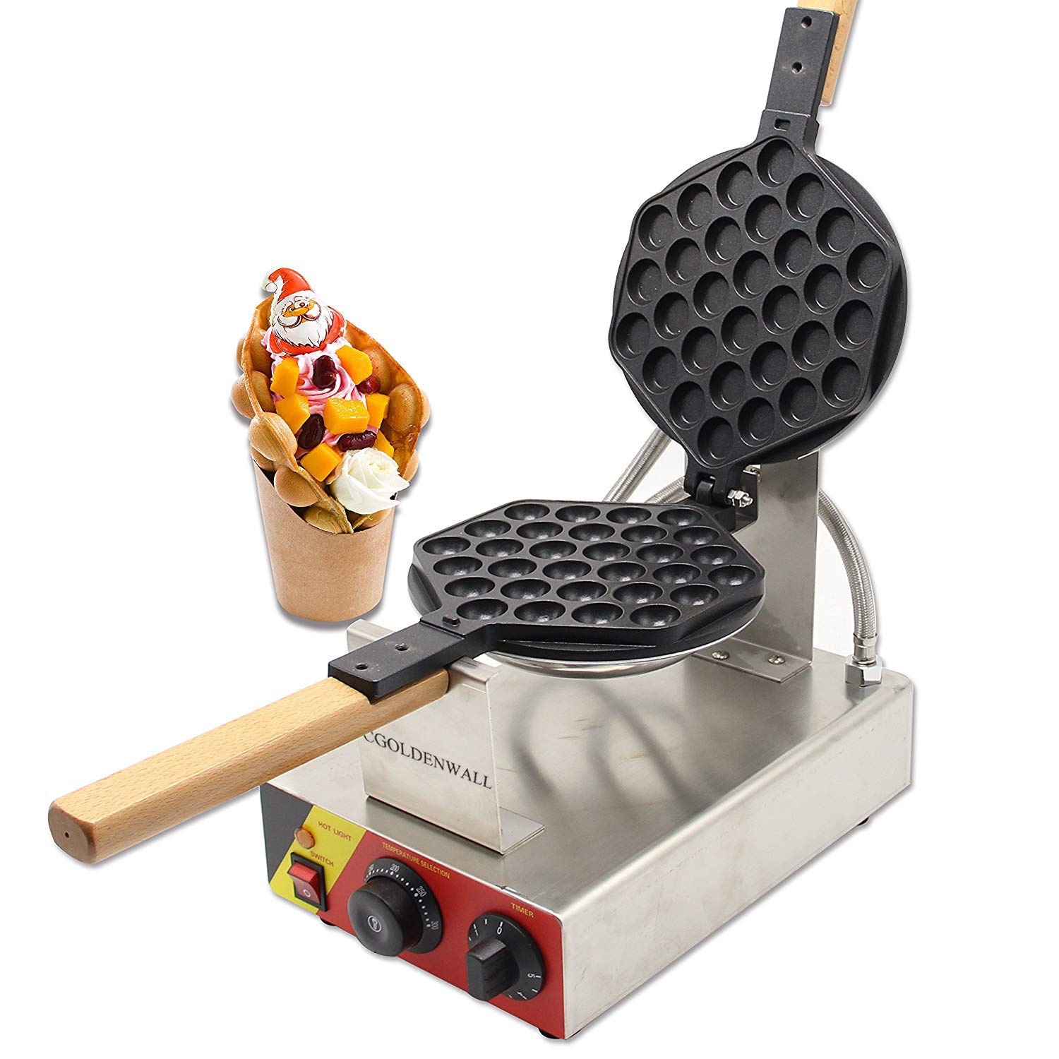 CGOLDENWALL NP-547 Gofrera Máquina de Gofre con Forma de Huevo del Estilo de Hong Kong Waffle Maker Eléctrica Antiadherente de Acero