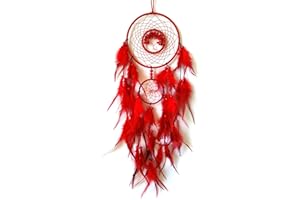 SOYUZU Tree of Life Dream Catchers Red Feather Dream Catcher for Bedroom Decor Dream Catcher for Wall Hanging Ornaments