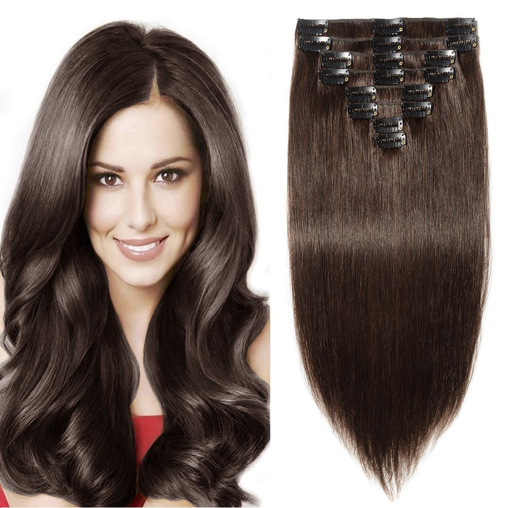 Double Drawn Hair Extensions Clip in Human Remy Hair 8 Pieces