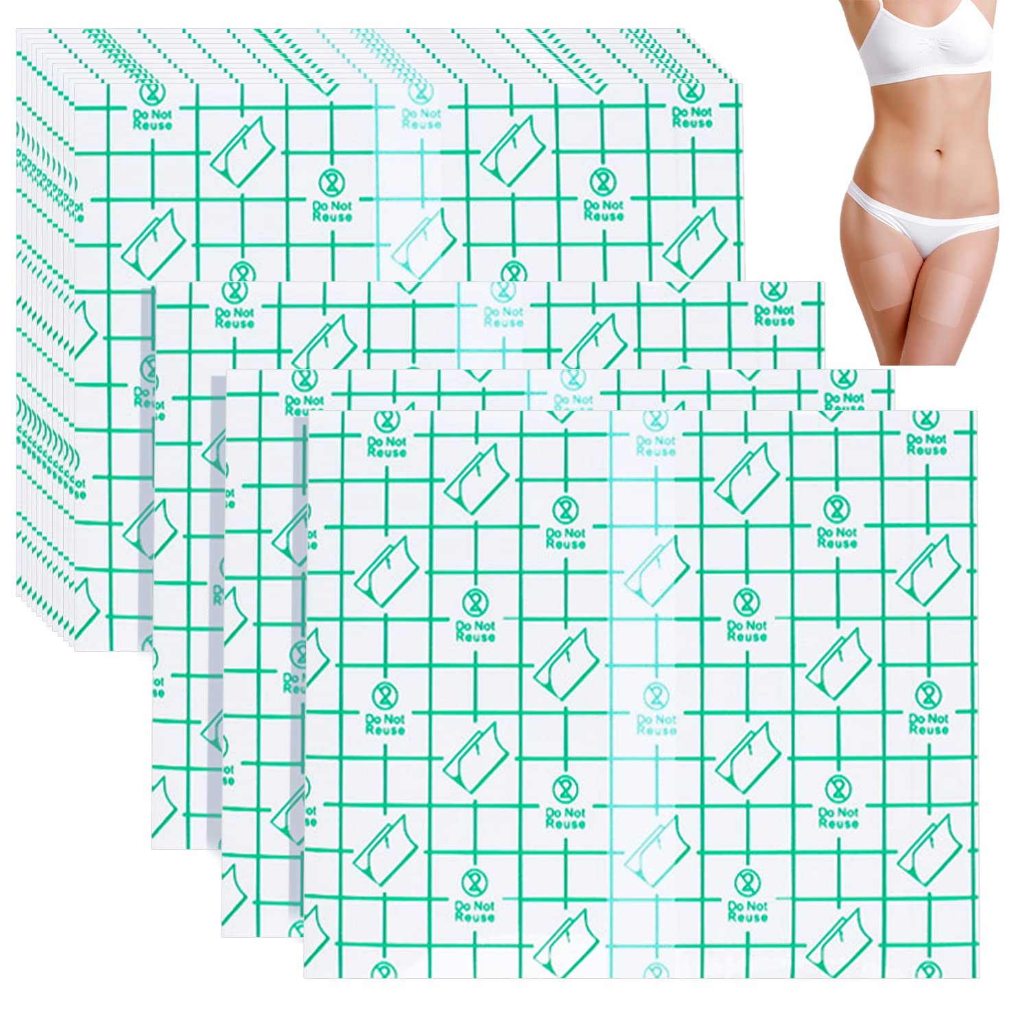 Photo 1 of 50 Pcs Waterproof Tape Self-Adhesive Body Tape for Skin Transparent Film Invisible Bandage Tape Anti Chafing Thigh Tape for Women Girls