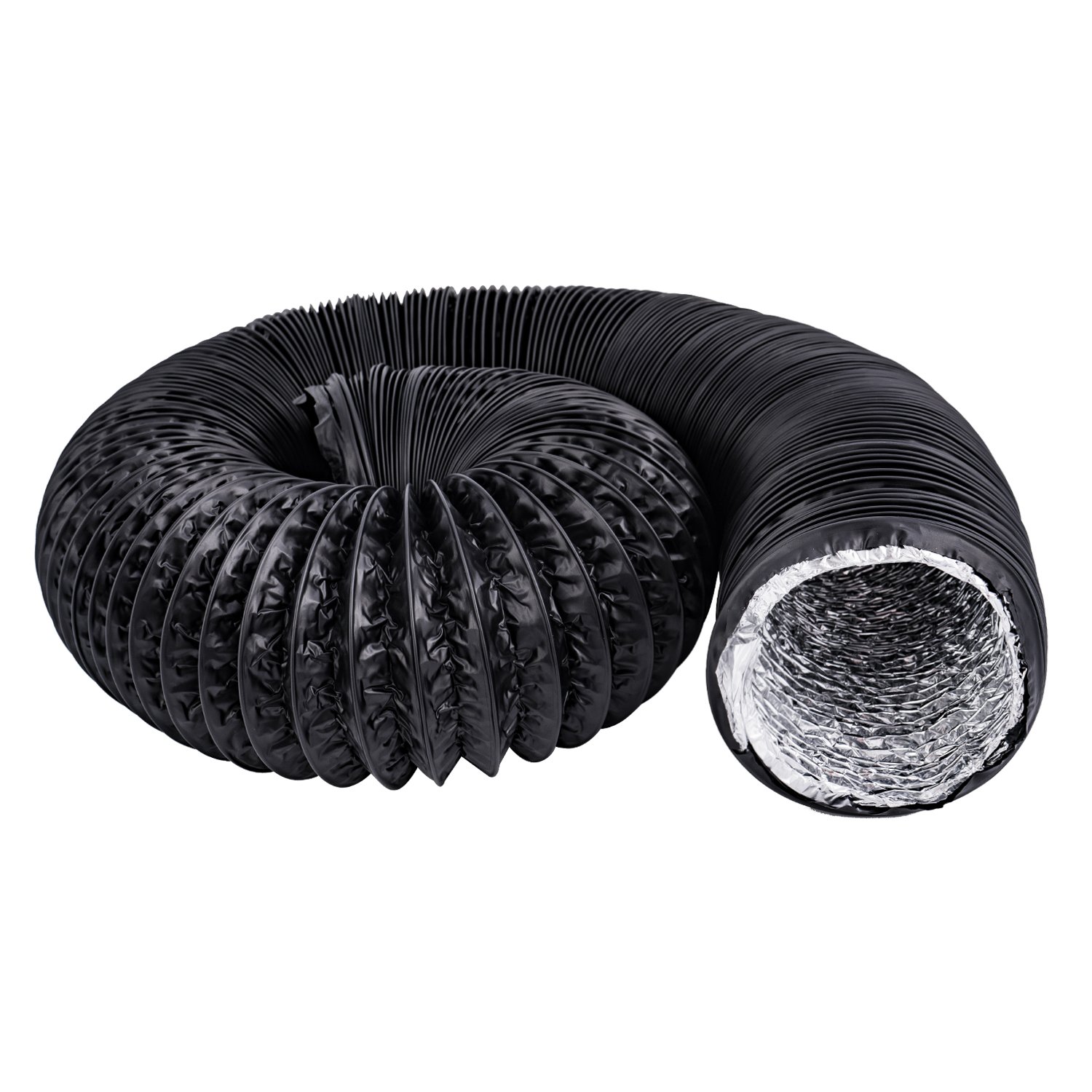 OOPPEN 5 inch 16FT Tumble Dryer Vent Hose, PVC Round Ducting Aluminium Flexible Fan Ducting (ø125*5m, Black)