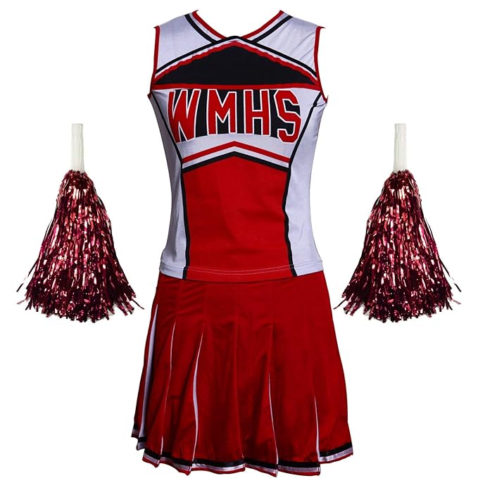Fashoutlet Women's Cheerleader Costume Outfit (2 Piece), Red, US 14 16