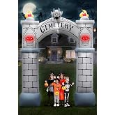 PARAYOYO 10FT Halloween Inflatables Haunted Cemetery Archway, Halloween Inflatable Outdoor Decorations Built-in 9 Bright Whtie LEDs &amp; 4 Red LEDs Blow Up Arch Graveyard Inflatable Tombstone Decoration