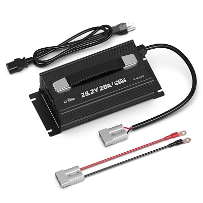 LiTime 24V 20A LiFePO4 Battery Charger, 29.2V Smart Charger with 0V Activation Function, AC-DC Lithium Charger with Anderson Connector & LED Indicator for RVs, Off-Grid, Homes, and Solar Systems