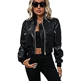 LY VAREY LIN Womens Faux Leather Varsity Jacket Biker Baseball Streetwear Casual Coat