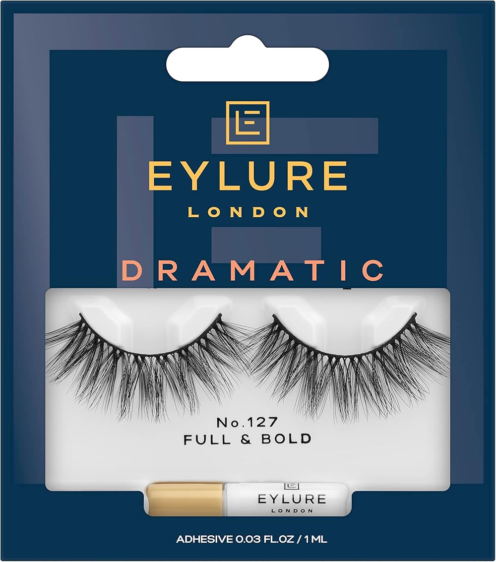 Eylure Dramatic No 127 False Lashes Wispy Reusable Latex Free Glue Included
