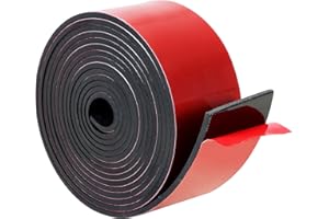 AMGSH 1/8" Thick × 2" Wide × 10' Long Neoprene Rubber Strip, Self Adhesvie Solid Rubber Strips with Adhesive Backing, Gasket 