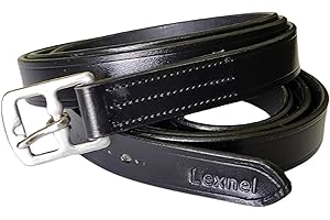 LEXNEL Genuine Smooth Stirrup Leather for Horses with Stainless Steel Hardware 1 Pair Pack of 2