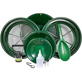ASR Outdoor 11pc Gold Panning Kit Prospecting Equipment with Classifier Screens, Dual Riffle Gold Pans