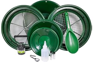 ASR Outdoor Complete Gold Panning Kit Prospecting Equipment with Classifier Screens, Dual Riffle Gold Pans, 11pc