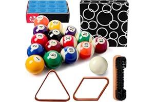 PullCrease 31 Pcs Pool Table Balls Billiard Accessory Kit with 16 Table Balls 1 Triangle Billiard Rack 1 Diamond Holder 12 Rack Cue Chalks 1 Brush for Friend Travel Office Desk Games Bartop