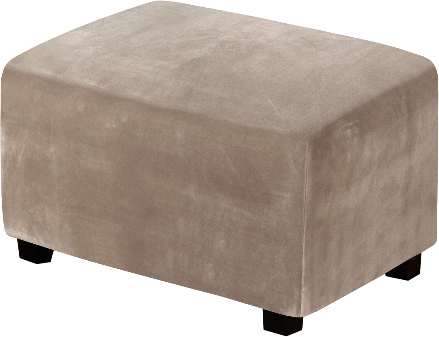 Slipcovers - Real Velvet Plush 1 Piece Form Fit Stretch Rectangle Folding Storage Covers Ottoman Slipcovers Removable Footstool Protect Footrest Covers Elastic Bottom, Machine Washable(X-Large, Taupe)
