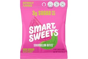 SmartSweets Sourmelon bites, Low Sugar Gummy Candy (3g), Low Calorie (130), Gluten-Free -1.8oz (Pack of 12) Packaging may vary