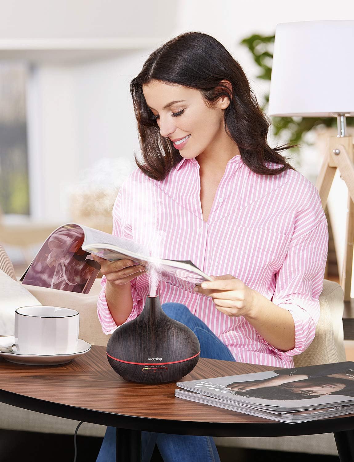 VicTsing VTHM024AB Essential Oil Diffuser, Deep Brown: Home & Kitchen