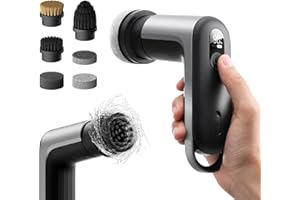 HOTO Grip™ Cordless Electric Spin Scrubber, IPX7 Waterproof, Lightweight at 0.65 lb with 6 Brush Heads, Powerful Kitchen Clea