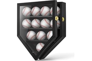 Kacorn Baseballs Display Case Wall Cabinet with 12 Holders, Wood Ideal for Collection Autographed Baseball Ball Holder