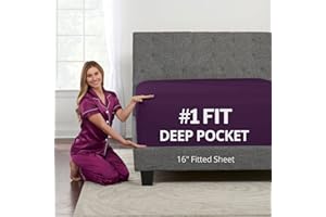 DEALUXE Kids Twin XL Fitted Sheet Only – Real 16” XL Twin Fitted Sheets Fit Perfectly 14”–18” Deep Mattress & Toppers – Lovely Feel – 1 Piece Bottom XL Twin Sheets Deep Pockets Fitted Twin Extra Long – Purple