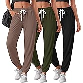 Velvelhall 3 Pack Womens Sweatpants Lightweight Joggers Lounge Pants Casual Tapered Cuffs Elastic Drawstring with Pockets