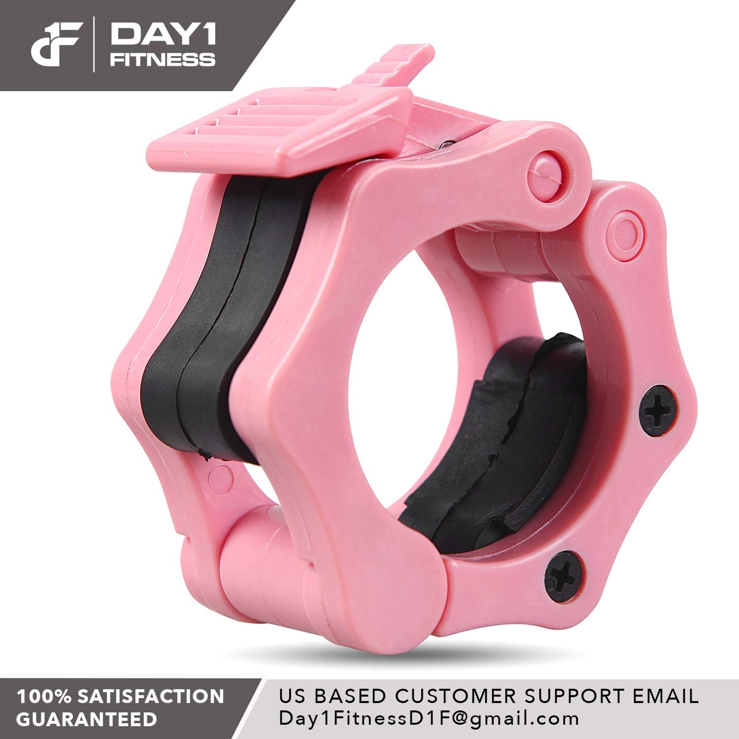 Quick-Release Safety Collars 2 inch, Set of 2- PINK – By Day 1 Fitness, Weight Locking Clips for Olympic Weightlifting 2” Bars - Heavy-Duty 2-inch Plate Clamps for Powerlifting, Strength Training : Sports & Outdoors