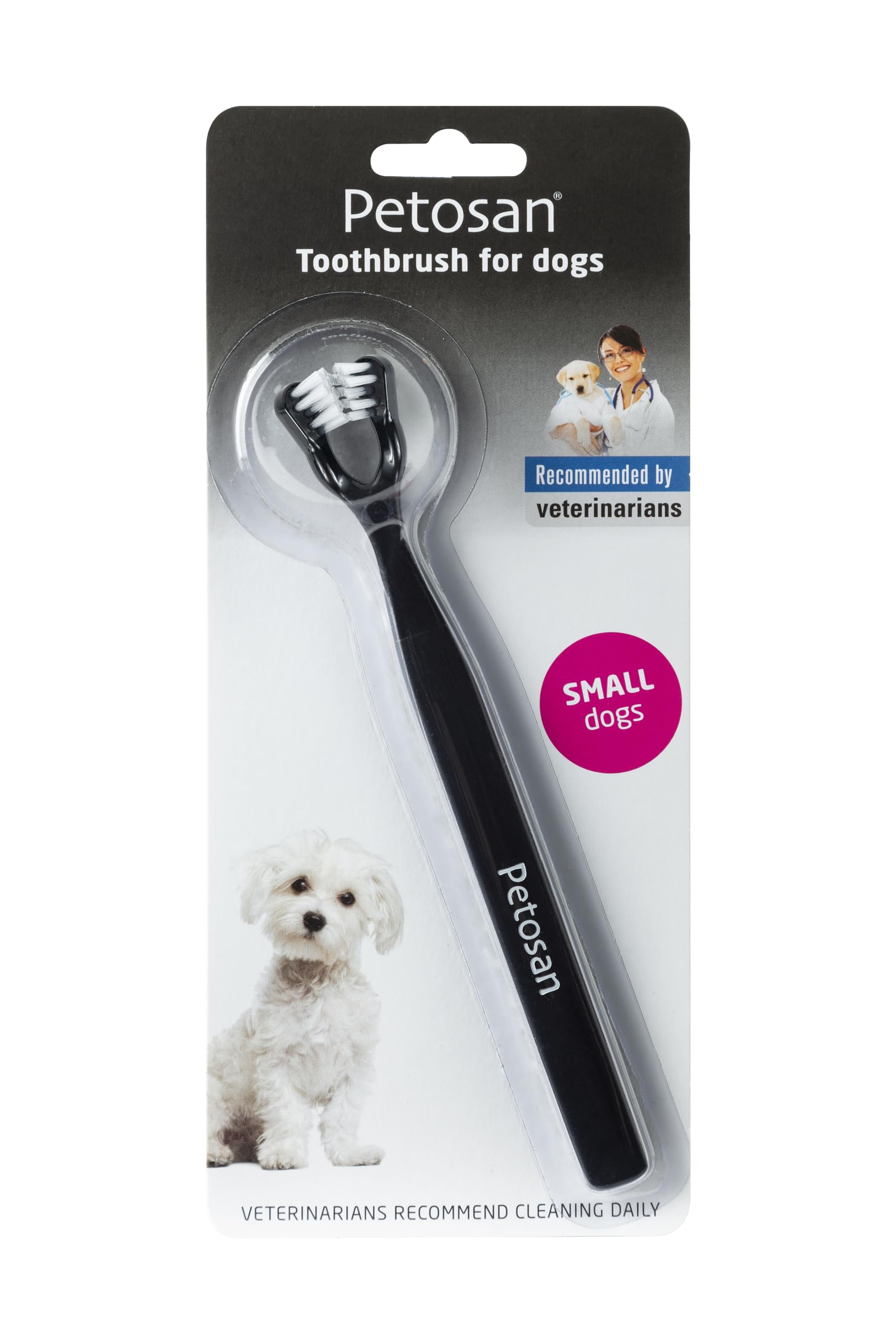Petosan Double-Headed Toothbrush for Small Dogs - Effective Dental Care, Reduces Plaque and Tartar, Veterinarian Approved (3-6kg)