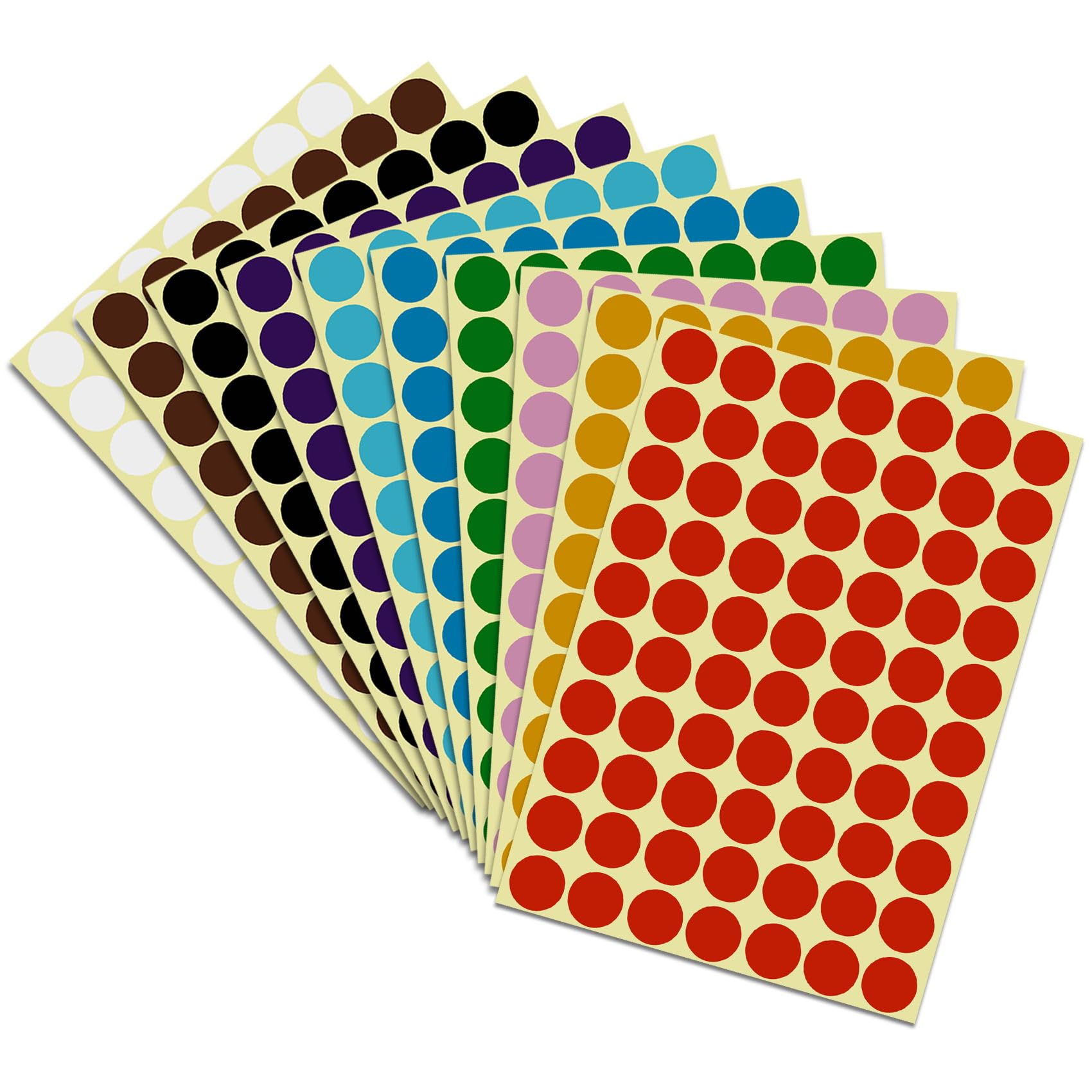 2100 Pcs Colored Dot Stickers, 3/4" Round Color Coding Labels, Price Stickers, 10 Colors Circle Stickers for Student, Office, Classroom (2100 Pack, 10 Colors)