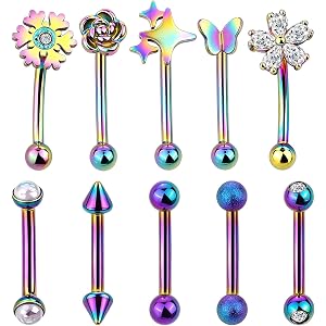 Xpircn Rook Daith Eyebrow Piercing Jewelry 16G Stainless Surgical Steel Curved Barbell Eyebrow Rings Vertical Labret Lip Pier