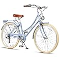AVASTA Hybrid Bike for Adult Women Female Lightweight Step Through 26 inch Hi-Ten Steel Frame City Commuter Comfort Lady Bicycle, 6-Speed, Multiple Colors