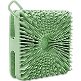 Silicone Body Scrubber, Loofah Double-Sided Body Brush, Shower Scrubber and Scalp Massager Shampoo Brush for Sensitive Kids Women Men All Kinds of Skin (Grass Green)