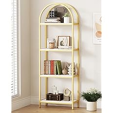 Amazon.com: Yusong Bookshelf 4 Tier Arched Bookcase, 71.3 Tall Industrial Open Book Shelves for Living Room, Modern Freestanding Display Shelving Stor