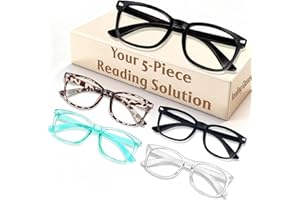 CHEERS DEVICES Reading Glasses for Women Men, Eyeglasses, Blue Light Readers for Men Women, Computer Eye Glasses, Cheaters - 5 Pair (1.5x)