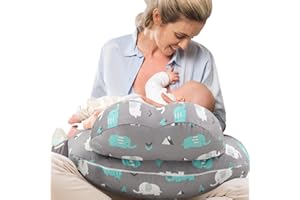 BROLEX Nursing Pillow: Breastfeeding Support - Breast Feeding Pillows Multifuctional Adjustable Positioner for Mom, Elephant