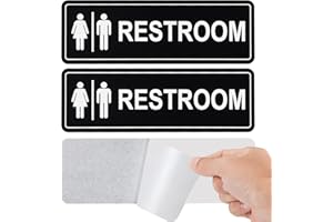 FROHLLIA Restroom Sign - (2 Pack ) Metal Restroom Signs for Business with Strong Self-Adhesive, Bathroom Signs for Home Door or Wall, Ideal Unisex Restroom Signs for Women and Men, Easy to Install (Black Unise 9" x 3")