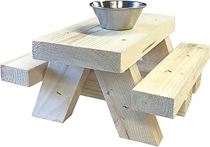 Squirrel Feeder for Outside Picnic Table with Cup Feed for Squirrel Food - Floor or Table Top Mount Squirrel Picnic Table Feeder - Made in USA - Loose Corn or Seed