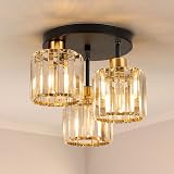 FORCOSO Ceiling Light 3 Light Black Gold Crystal E27 Living Room Bedroom view 1