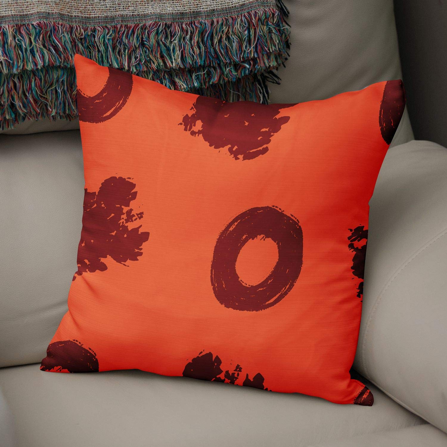 Bonamaison Decorative Cushion Cover Orange & Bordeux, Throw Pillow Covers, Home Decorative Pillowcases for Livingroom, Sofa, Bedroom, Size: 50x50 Cm - Designed and Manufactured in Turkey