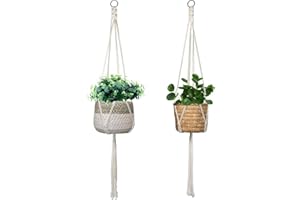ALLADINBOX Macrame Plant Hanger 2 PCS 40 Inch Indoor Outdoor Hanging Planter Basket Flower Pot Holder Cotton Rope 4 Legs Suitable for Pots Up to 8 Inches in Diameter(Plant & Pot NOT Included)