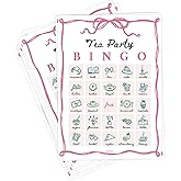 Tea Party Games for Women - 20 Unique Cards - Tea Party Bingo Game Supplies for Adults - Decorations & Favors for Birthday, B