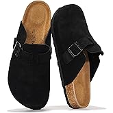 Project Cloud Mens Clogs - 100% Full Grain Genuine Leather Clogs for Men with Memory Foam Insole and Arch Support Natural Cork Footbed - Non Slip Mules Mens Slippers (Brooklyn)