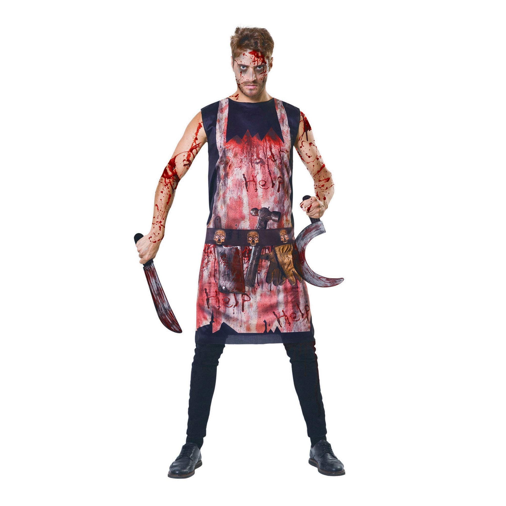Bristol Novelty AF098 Bloody Butcher Apron, Men, Black/Red/White, One Size